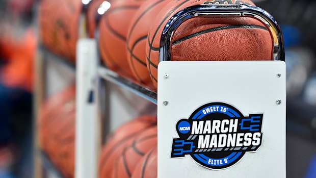 Basketballs used during the 2019 men's NCAA basketball tournament.